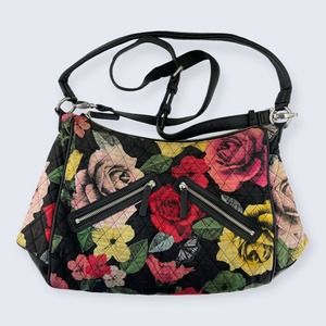Vera Bradley Havana Rose Distressed Floral Vivian Large Zip Crossbody Tote Bag